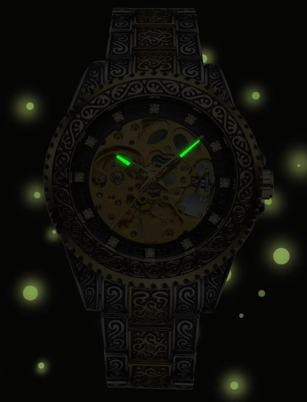 Montre mécanique, lumineux la nuit