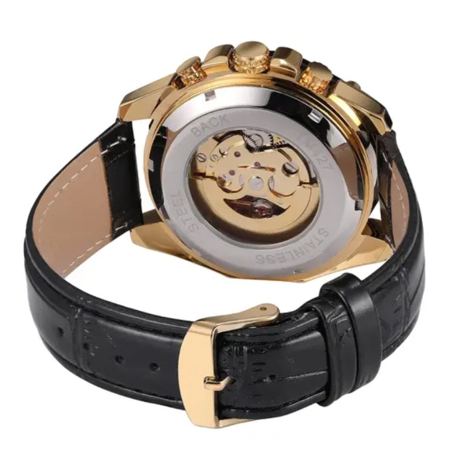 Montre en cuir véritable, vue de dos