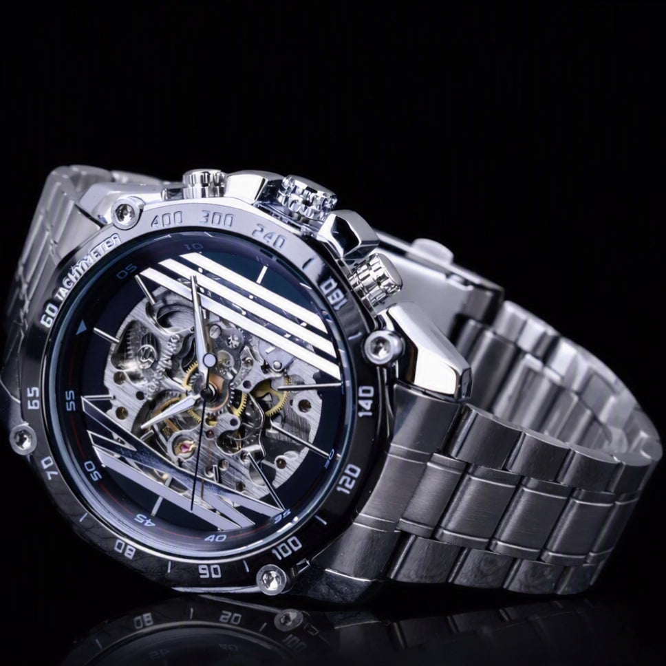 Montre automatique forsining acier inoxydable, vue horizontale
