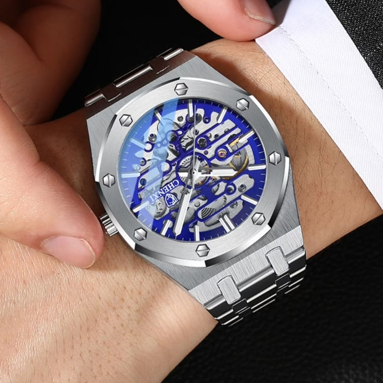 Montre Automatique Binbond Squelette Bleu - Acier inoxydable pour homme – vue 2