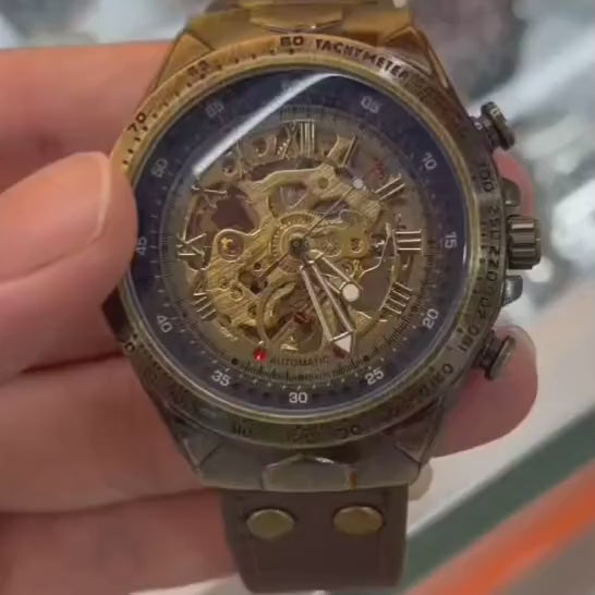 Montre Squelette Steampunk Binbond A275 - Cuir Marron
