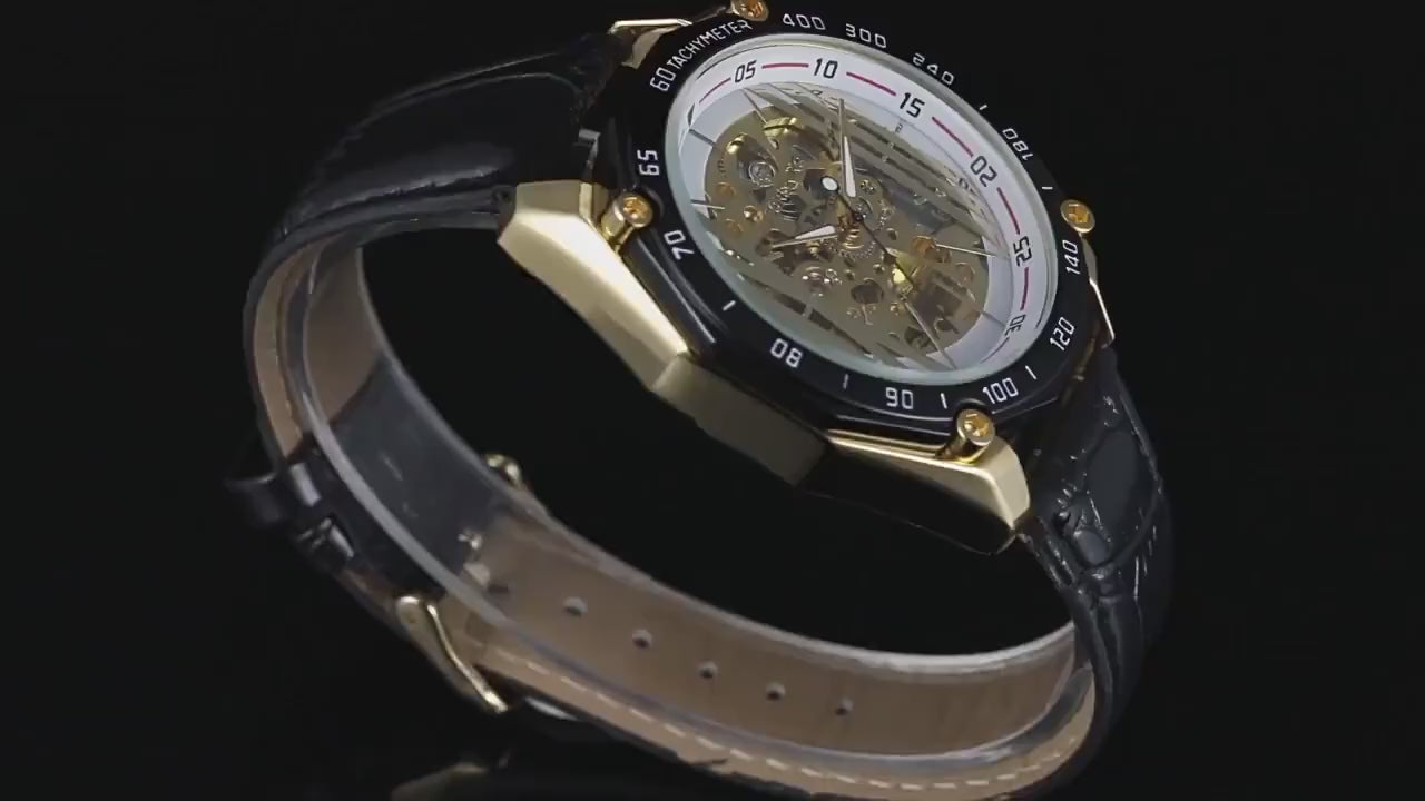 Montre Steampunk Forsining Bicolore - Cuir Crocodile