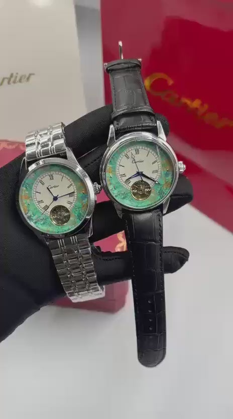 Montre Automatique Cœur Ouvert Cuir