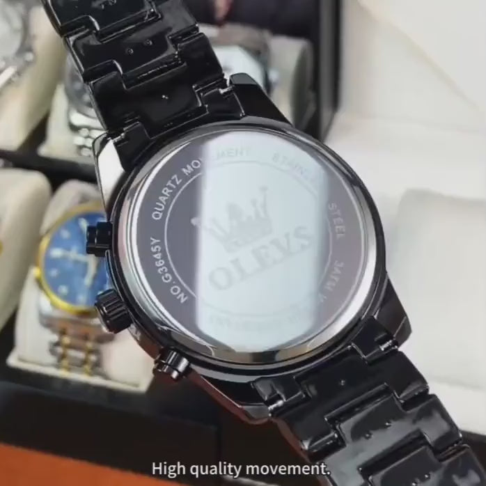 Montre Chronographe OLEVS 3645 - Acier & Bois