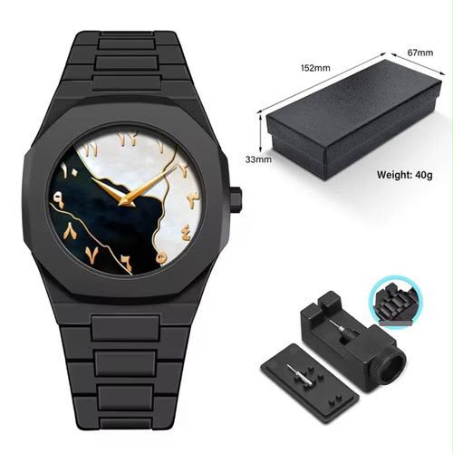 Montre homme à chiffres arabes, cadran coloré et coffret noir – photo 2