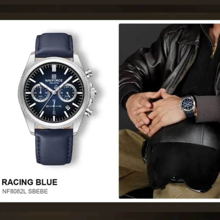 Montre homme Naviforce chronographe cuir marron - vue de profil