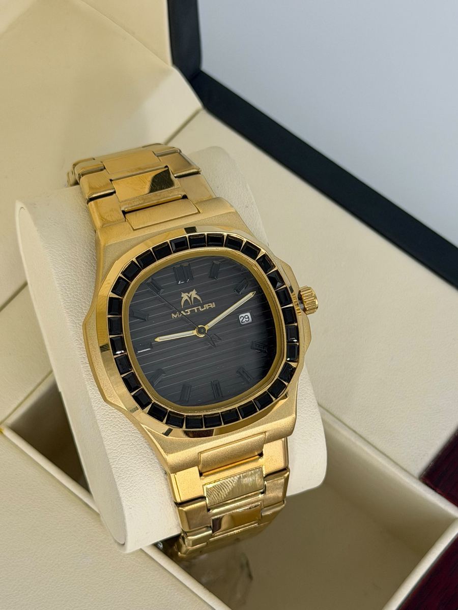 Montre Matturi homme à lunette de cristaux, cadran rayé avec date – photo 2