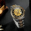 Montre Forsining GMT1213 vintage dorée, vue de face