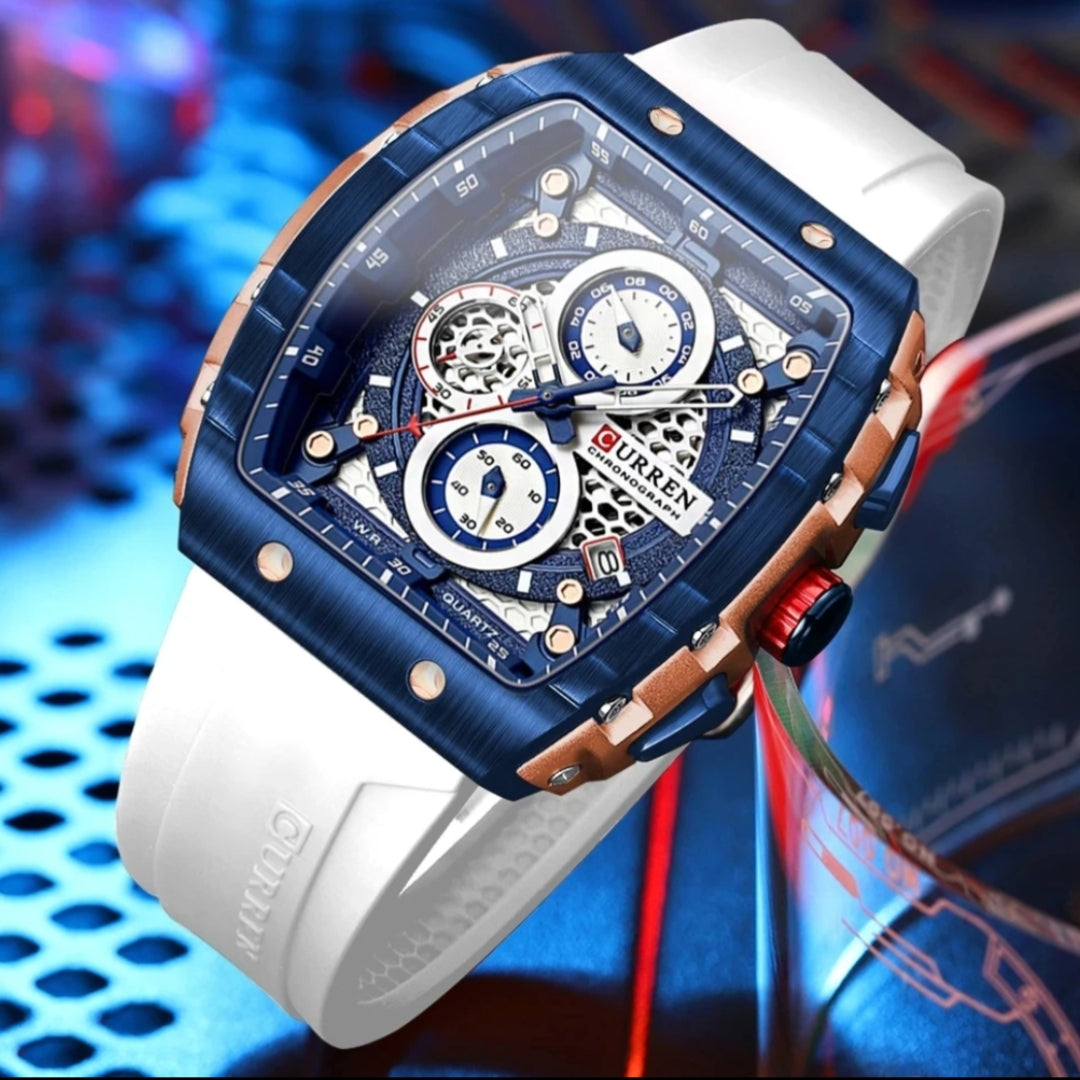 Montre Chronographe Curren 8442 - Bracelet Silicone pour homme