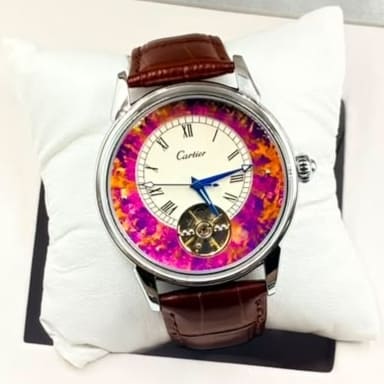 Montre Cartier cuir marron, vue de face