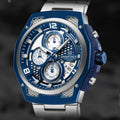 Montre Naviforce chronographe bleu et acier, boîtier octogonal - vue de face