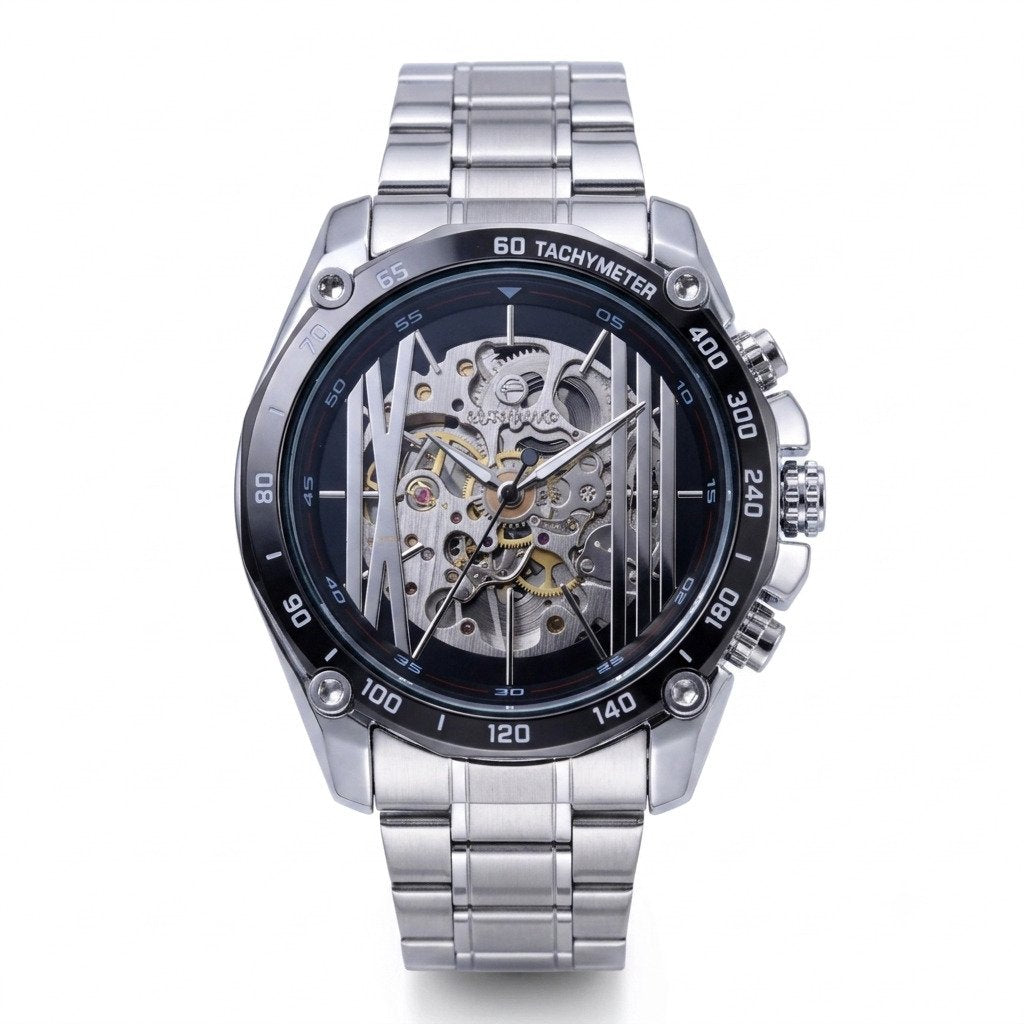 Montre Forsining GMT997, gros plan sur le bracelet en cuir marron