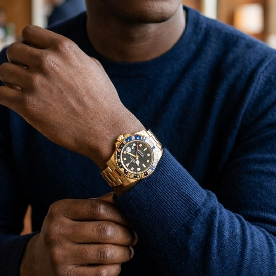 Montre Homme Cadran Alvéolé Doré