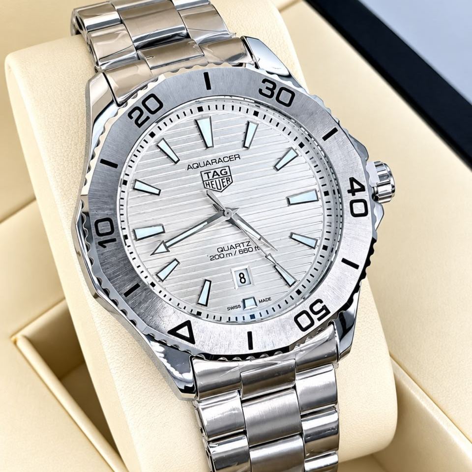Montre homme bracelet acier, cadran rayé avec date – photo 3