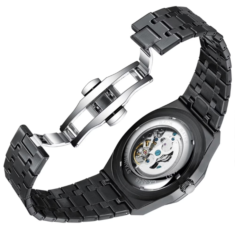 Montre Automatique Binbond Squelette Bleu - Acier inoxydable pour homme – vue 3