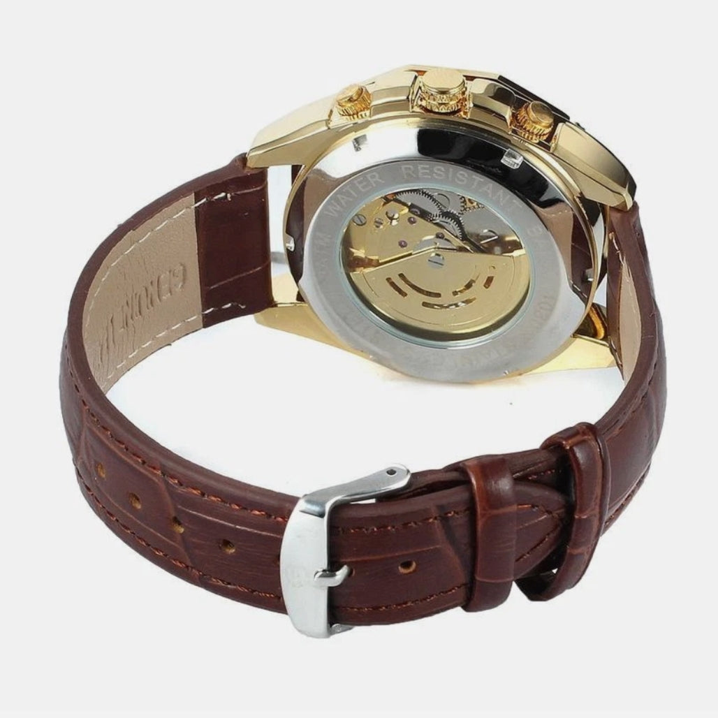 Montre Automatique Forsining Cadran Doré - Cuir pour homme – vue 4