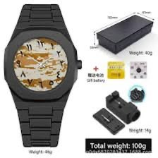 Montre homme à chiffres arabes, boîtier octogonal noir mat – photo 4