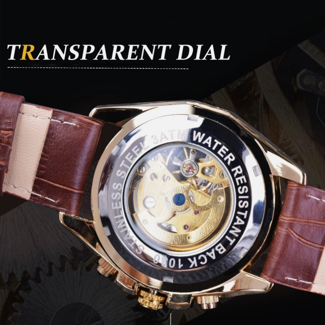Montre Automatique Forsining Cadran Doré - Cuir pour homme – vue 9