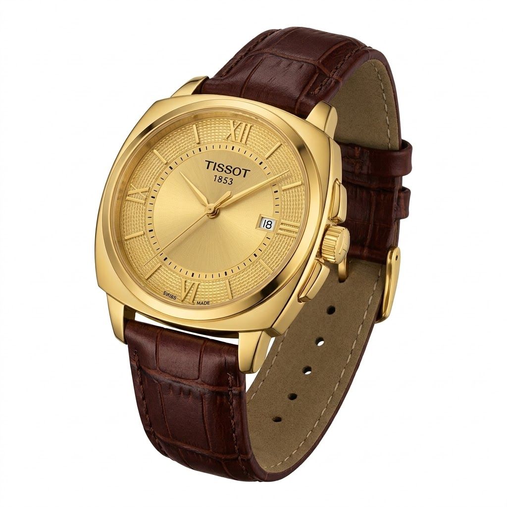 Montre Homme Classique – Boîtier Coussin, Chiffres Romains et Bracelet Cuir