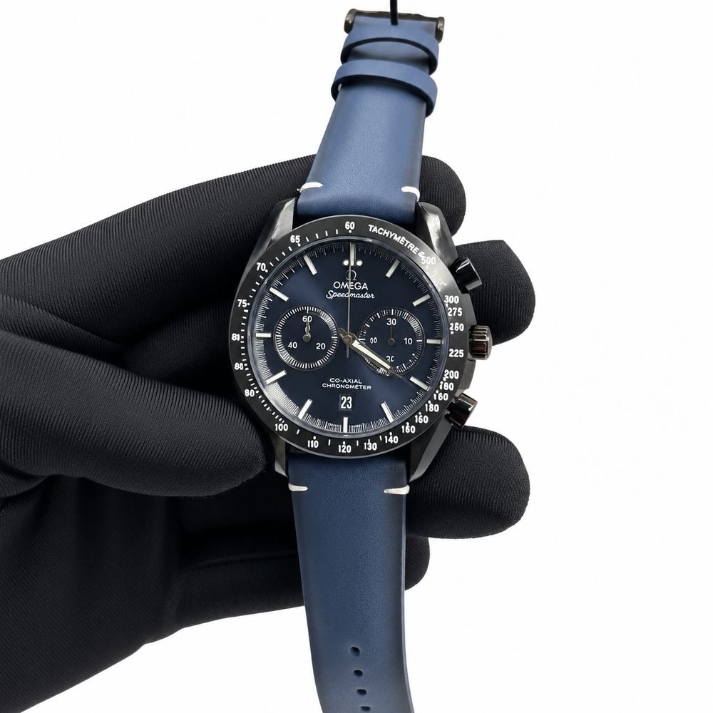 Montre homme style chronographe tenue en main, bracelet cuir – photo 7