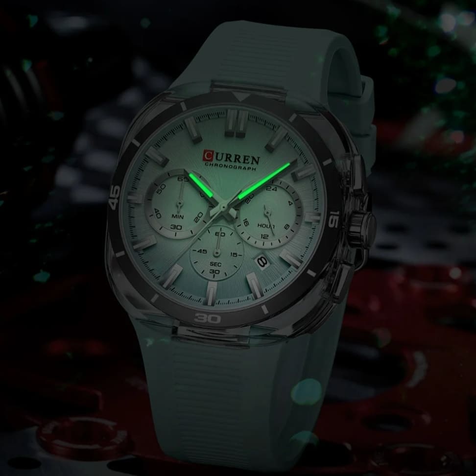 Montre Curren chronographe portée au poignet