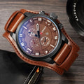 Montre Curren chronographe cuir marron, cadran dégradé gris-brun - vue de face